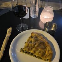 Quiche and red wine  at Mother Vegan Bistro in Athens