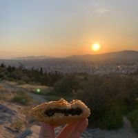 chocolate croissant at sunset: would recommend!  at Mother Vegan Bistro in Athens