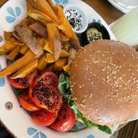 Smoked tofu burger  at Mother Vegan Bistro in Athens