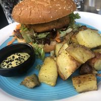 Smoked tofu burger   at Mother Vegan Bistro in Athens