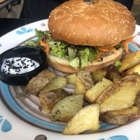 Jackfruit burger  at Mother Vegan Bistro in Athens