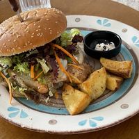 Momy jackfruit burger, €11.50  at Mother Vegan Bistro in Athens