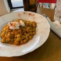 Chickpeas and almond cheese at Mother Vegan Bistro in Athens