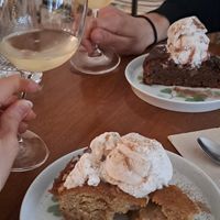 The sweets: apple pie and chocolate pie at Mother Vegan Bistro in Athens