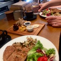 Canaby pie platter, cheese platter, sisters hand at Mother Vegan Bistro in Athens