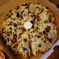 Meat lovers pizza at Cruzer Pizza in Los Angeles