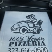 Front of box  at Cruzer Pizza in Los Angeles