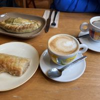 sausage roll and some sort of pakora pie  at Cafe Bar 26 in Keswick