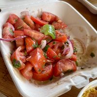 Tomato pepper salad  at Moltaqa in Vancouver