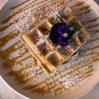 Vegan salted caramel waffles   at Met Her At A Bar in Los Angeles