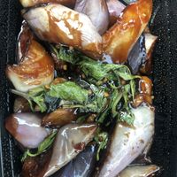 eggplant with basil 😋  at Dumpling Depot in Sunnyvale