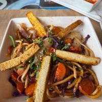 Noodles with vegetables, soy sauce and tofu at Camu Camu in La Palma