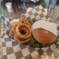 Onion rings and OG at Blissful Burgers in San Antonio