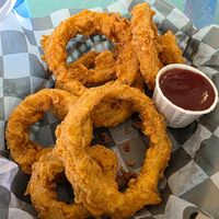 Great tasting onion rings at Blissful Burgers in San Antonio