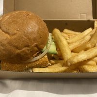 Crispy tofu burger (Ubereats delivery)  at The Mayfair   in Sandy Bay