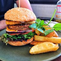 Origin burger at The Green Edge Cafe and Store in Windsor