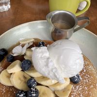Nutterscotch pancakes with banana, blueberries & icecream 😋  at The Green Edge Cafe and Store in Windsor