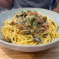 Spaghetti carbonara at The Green Edge Cafe and Store in Windsor