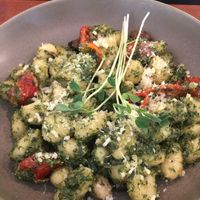 The highly recommended pesto gnocchi special - DELICIOUS!! at The Green Edge Cafe and Store in Windsor