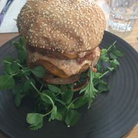 Housemade patties~ Big Zing burger at The Green Edge Cafe and Store in Windsor