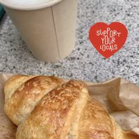 Cappuccino with oatmilk and vegan croissant 😀  at Cool Beans in Basel