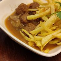 Albóndigas de heura con salsa boletus at 8° Arte in Caceres