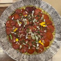 Carpaccio de zanahoria asada  at 8° Arte in Caceres