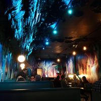 Dark cave ambiance at Pizza Cave in Jacksonville