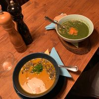 Vegan Pumpkin soup and Spinach soup. ❤️❤️❤️ at Chillout Bar in Ostrava