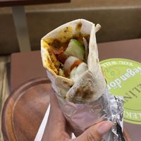 Vegan turkish pizza with Vegan sauce  at Helin's Döner in Amsterdam