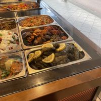 the vegan stuffed aubergines and the dolmas.  at Helin's Döner in Amsterdam