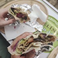 a lot of meat inside at Helin's Döner in Amsterdam