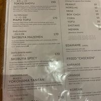 Menu at Vegan Ramen Mei in Puerto Vallarta