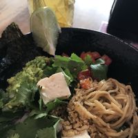 Spicy Shiboyu with tofu and passion fruit lemonade   at Vegan Ramen Mei in Puerto Vallarta