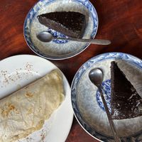 Vegan banana cake and vegan chocolate cake  at Delilahs in Nong Khiaw