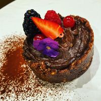 Date Cake with fruit toppings 🌱  at Brasserie Turque in Istanbul