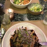 Indonesian bowl and satay high protein  at Winners Vegan Restaurant in Athens