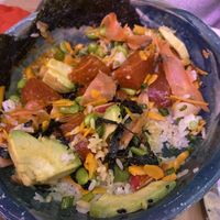 Hawaiian bowl (blurry photo but one of the best items we tried it was amazing!!) at Winners Vegan Restaurant in Athens