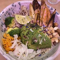 Protein bowl with the amazing housemade tofu at Winners Vegan Restaurant in Athens