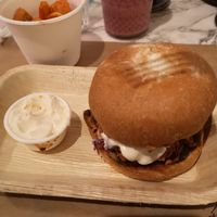 Jackfruit burger at Winners Vegan Restaurant in Athens