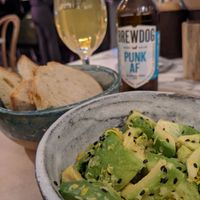 Smashed avocado's and warm bread at Winners Vegan Restaurant in Athens