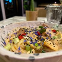 Miso soup with smoked tofu  at Winners Vegan Restaurant in Athens