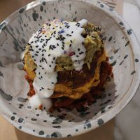 Corn pancakes (savoury) at Winners Vegan Restaurant in Athens