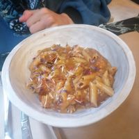 Pasta with pumpkin at Winners Vegan Restaurant in Athens