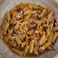 Pumpkin pasta with "blue cheese" at Winners Vegan Restaurant in Athens