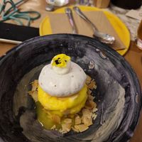 Lemon pavlova at Winners Vegan Restaurant in Athens