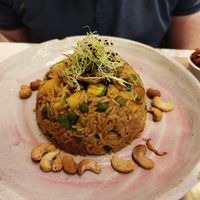 The Indonesian bowl - tasty and nutritious, the toasted nuts added a perfect saltiness to the dish. They said it was a bit spicy, but for our palates it was not. at Winners Vegan Restaurant in Athens