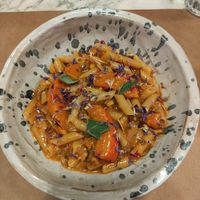 Pumpkin and blue cheez pasta at Winners Vegan Restaurant in Athens