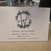 Card  at Winners Vegan Restaurant in Athens