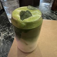 Vanilla Matcha Lattee  at Winners Vegan Restaurant in Athens